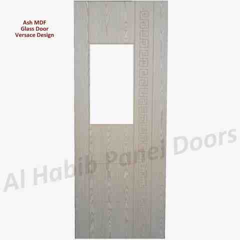 This is Ash Veneer MDF Door Center Grooves Design. Code is HPD654. Product of Doors - Beautiful Ash Lasani door center strips design with hand router. Ash mdf doors are ready on order in all sizes.  Al Habib