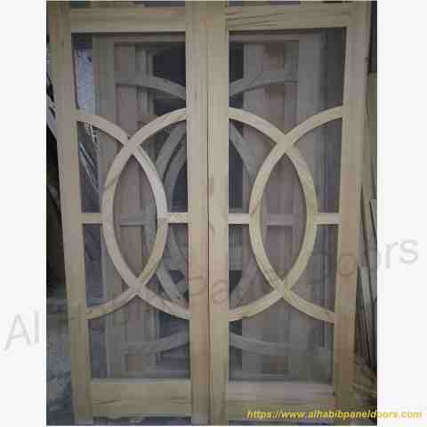 Diyar Wood Wire Mesh Double  Door Circle Design