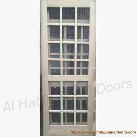 This is New Design Diyar Wood  Wire Mesh Double Door. Code is HPD696. Product of Doors - Beautiful style diyar wood double wire mesh main door. Elegant design also available in ash wood, kail wood, yellow pine wood. All sizes will be ready on order. Al Habib