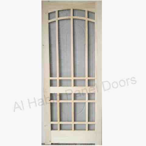 Imported Pertal Wood Wire Mesh Two Panel Door