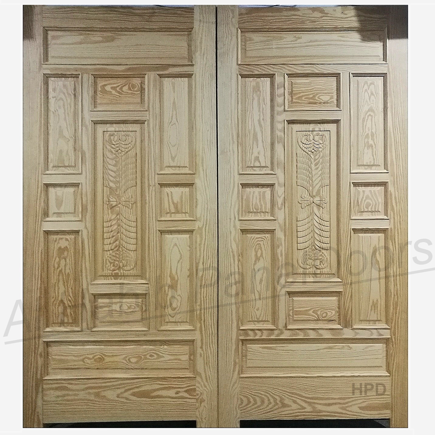American Yellow Pine Wood  Main Door With Hand Carving