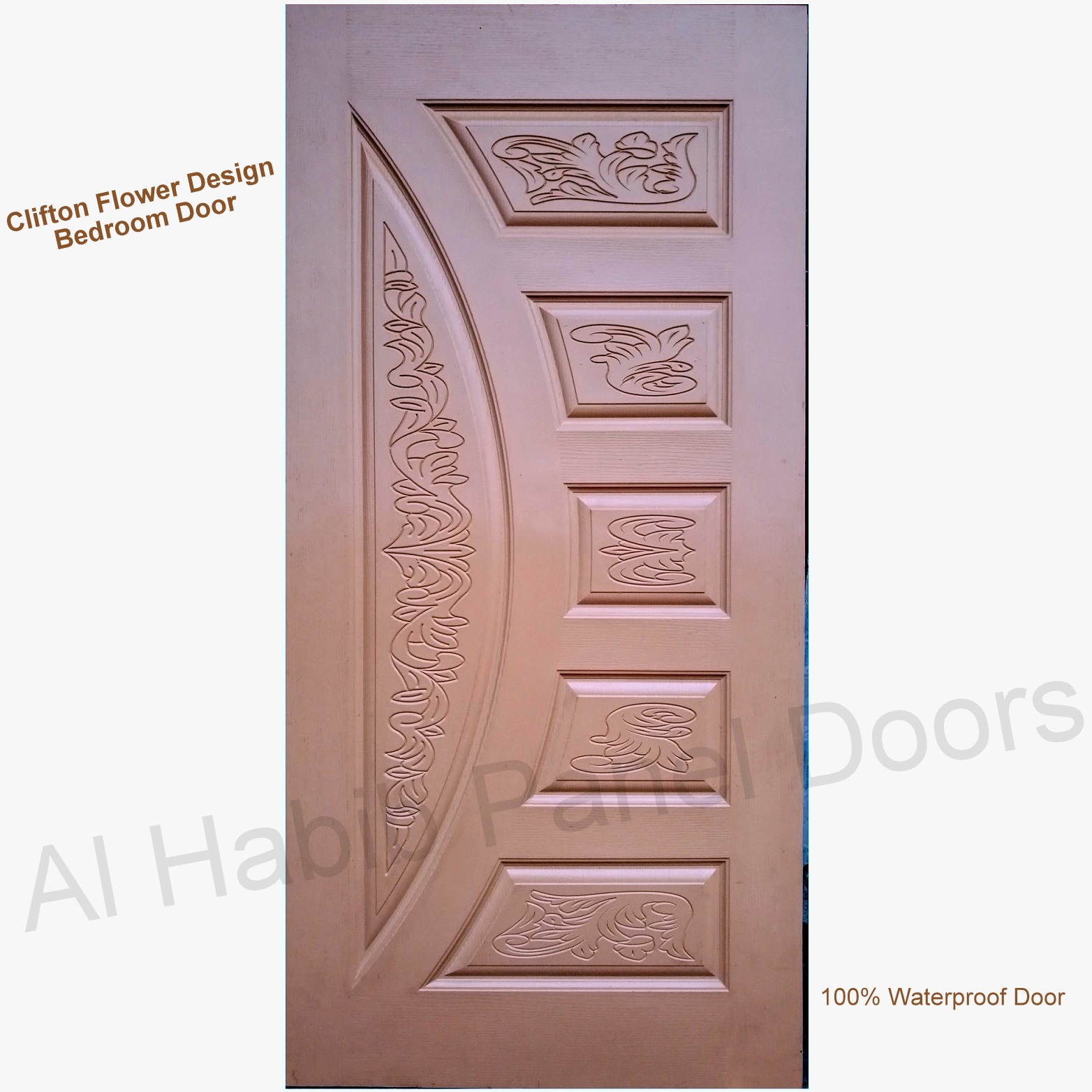 Fiberglass CNC Carving Bedroom Door Clifton Flower