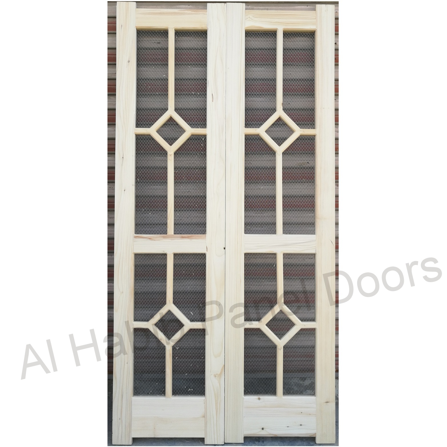 Imported Kail Wood Wire Mesh Double Door Design