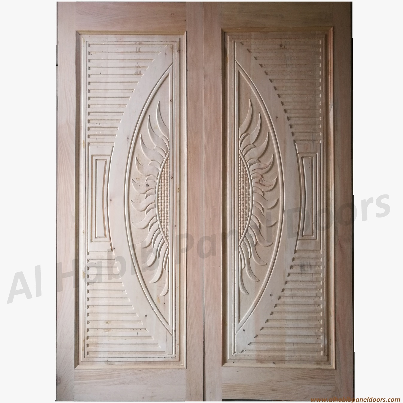 Kail Wood Main Double Door With CNC Design