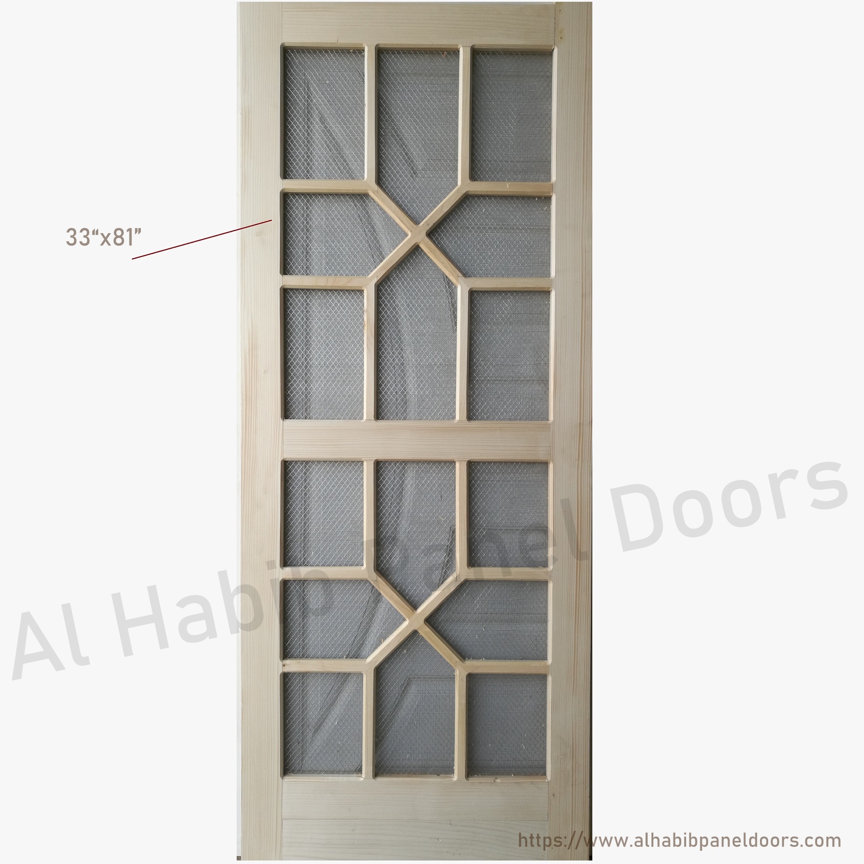 kail Wood Wire Mesh Door Cross Design