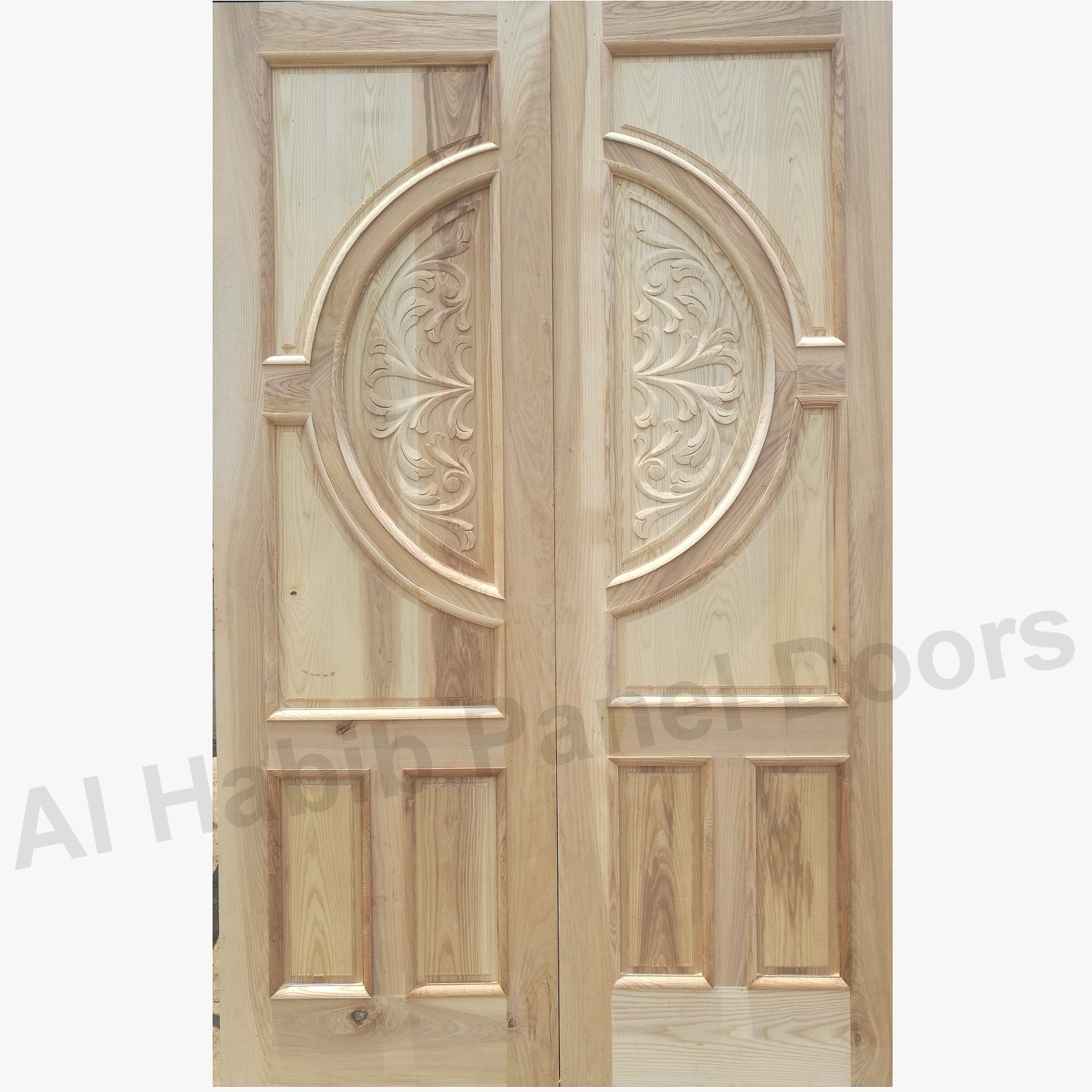 American KD Ash Wood Double  Door Plus Hand Carving