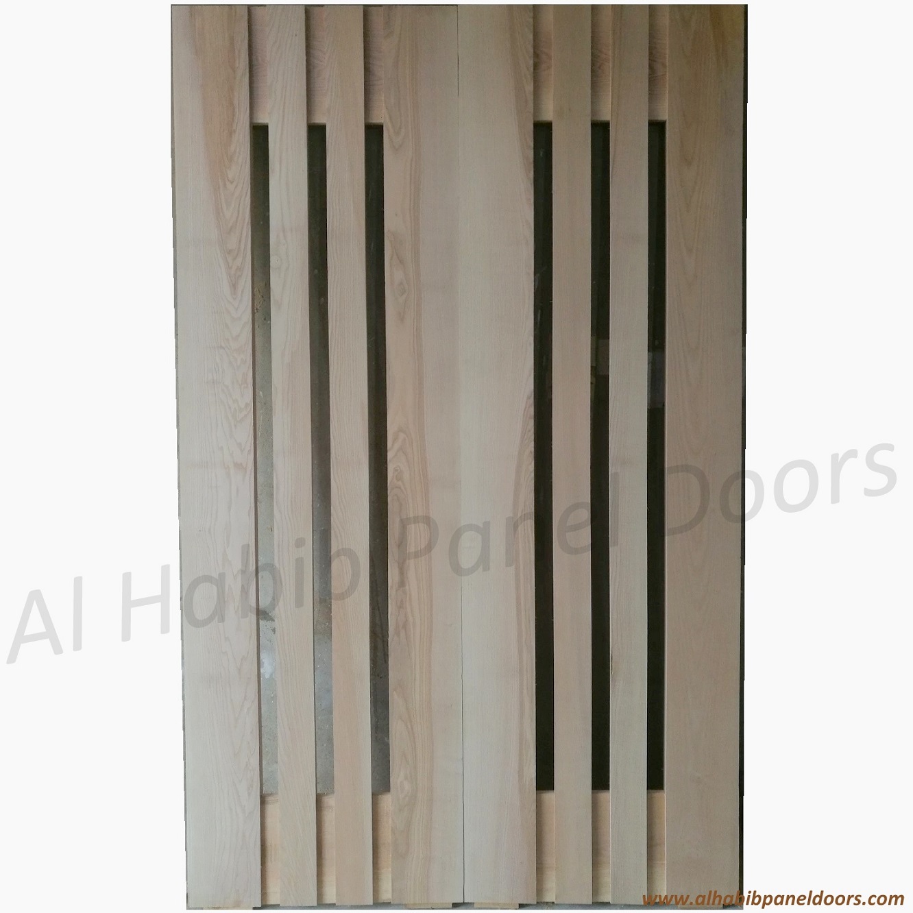 Solid Ash Wood Door With Glass Panel