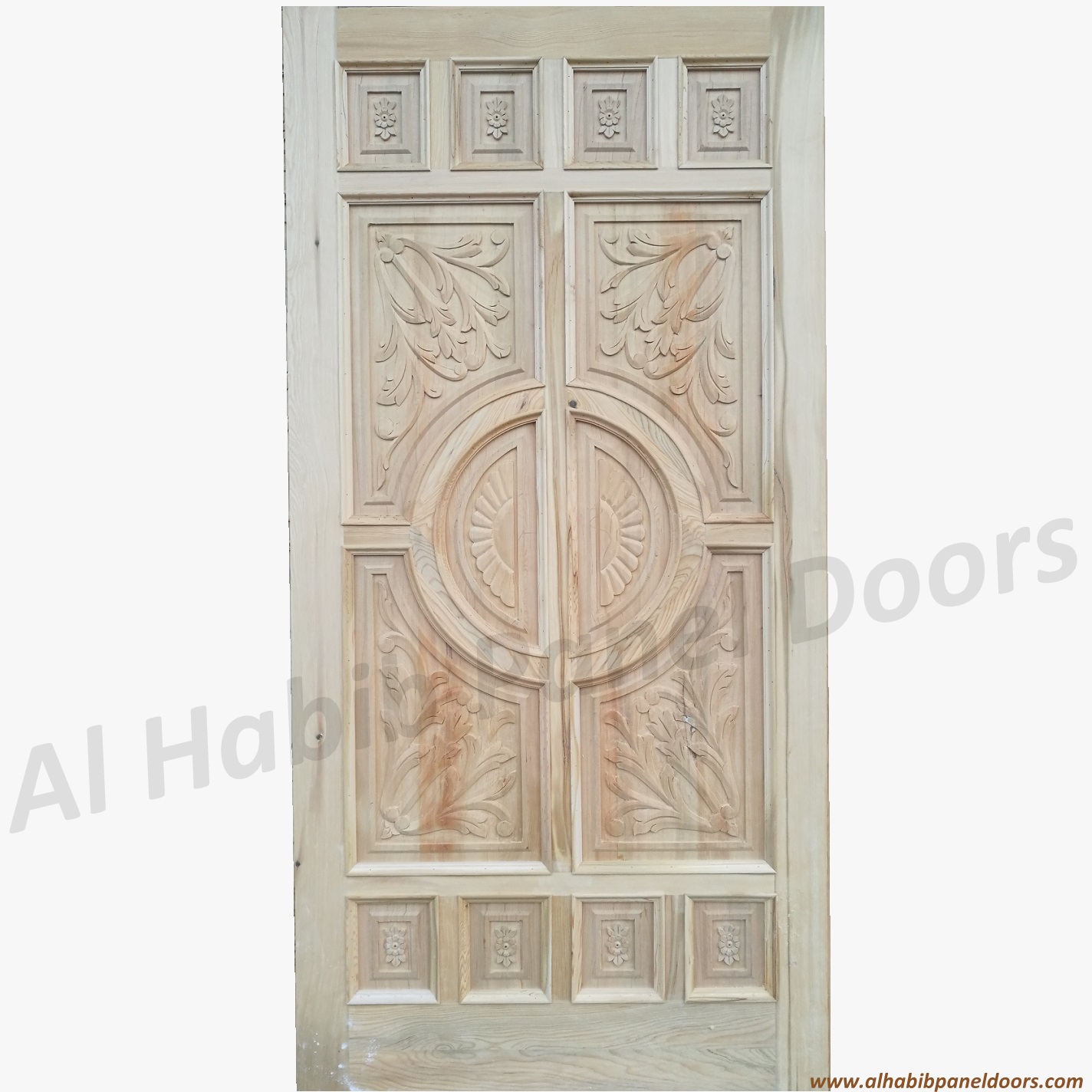 Solid Diyar Wood Door With Hand Carving And CNC Design